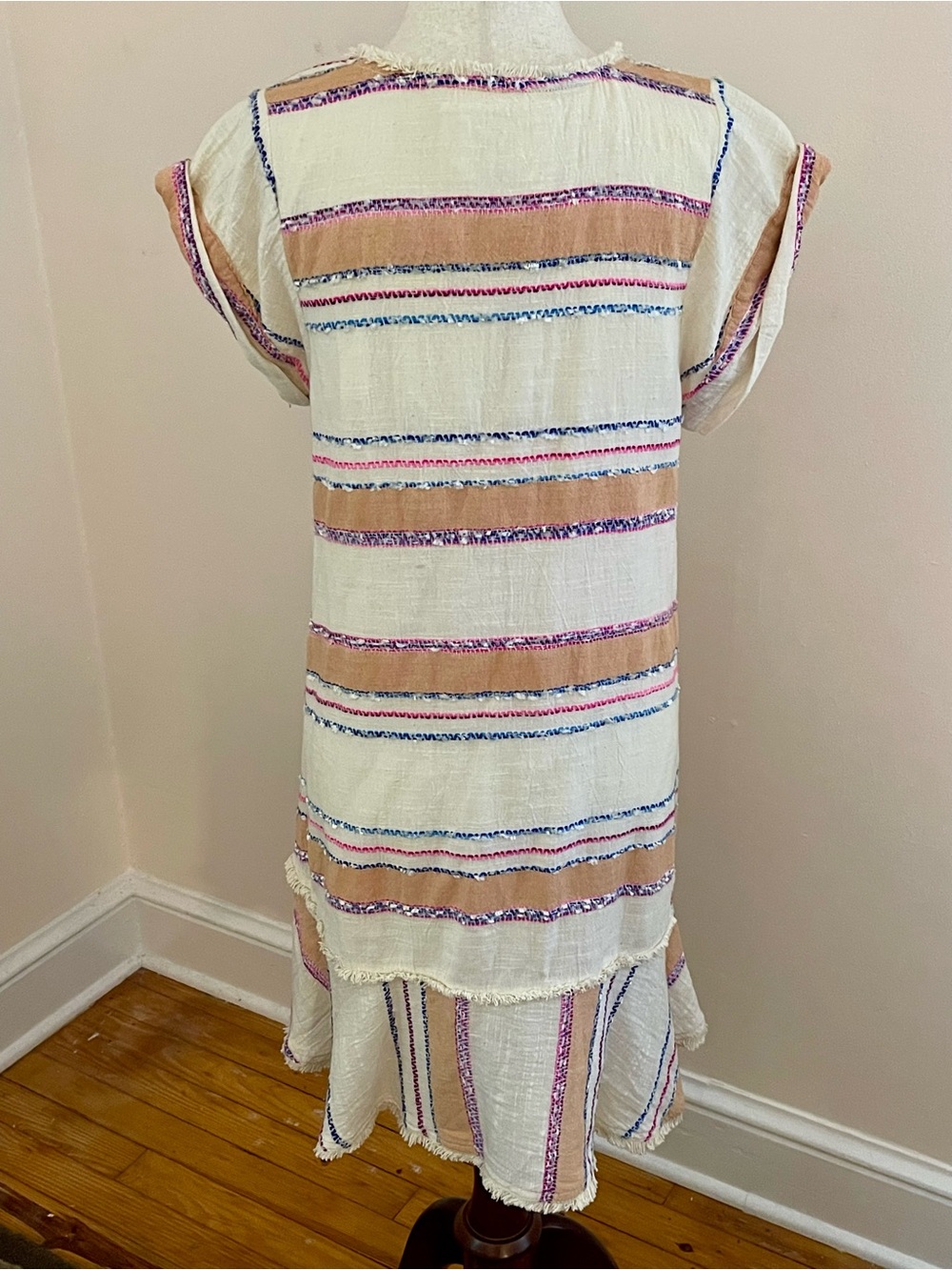 Holding Horses Anthropologie Elira Striped Dress Small Petite Boho Fringe - Picture 4 of 8